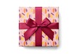 © Foysal - A beautifully wrapped gift box with a vibrant pink ribbon and colorful pattern on a white background