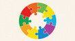© Khurshid - Colorful puzzle pieces forming a circle on beige background symbolizing unity and teamwork