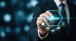 © Jasmine - Digital leasing service and asset financing concept with business professional selecting leasing solution on virtual interface for vehicle, property and equipment financing management