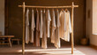 © Debra - Eco-friendly bamboo rack with sustainable linen clothing in natural earthy tones