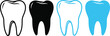 © Bijoy - Tooth icons in different styles: outline, silhouette, and blue, four graphic