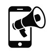 © Colors of N - Vector graphic of a megaphone on a smartphone screen for loud announcements and notifications online