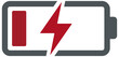 © achmad - Low battery symbol with red lightning indicating severe power shortage and energy depletion crisis