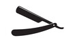 © Moinul - Razor blade icon with a sleek black silhouette, representing classic grooming and barbershop tools. featuring barber, shaving, cutthroat with vintage