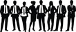 © Mst Rebaka - Professional business team silhouette standing confidently together, corporate group of diverse men and women in formal attire representing teamwork leadership unity