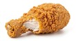 © Toqeer - Crispy Fried Chicken Drumstick Product Shot with a Bite Taken Out isolated on White Background
