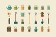 © sayan - gardening tools and plant icons in flat design