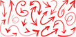 © Emongrapic - Set of hand drawn doodle arrows in red color. vector collection of pointers.