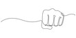 © Vector Man - Raised Fist Continuous Line Art Illustration, Thumbs up hand drawn design, Oncoming fist continuous one line drawing, Courage Line Icon, Clenched fist - VECTOR, Human hand as fist vector