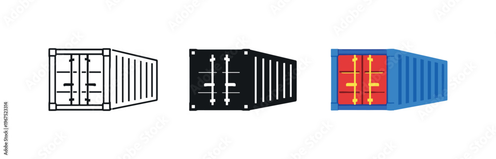 Cargo Container Icons. Logistics workflow concept represented by ...