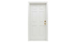 © Ozols - Six-panel white exterior door with gold knob, isolated on transparent background