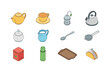© Valentyna - Collection of isometric tea and coffee accessories for beverage preparation
