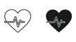 © SHAHRIYAR RASEL - Heartbeat symbol in heart shape, medical icon set, black and white
