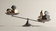 © Kidou Stock - Abstract Imbalance Geometric Shapes and Natural Stones on a Classic Balance Scale