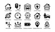 © Cali6ro - Home ev charging icons: garage, wall, smart charger, eco energy, residential solutions