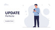 © Jamal - Man using smartphone, update notification on screen, modern flat illustration