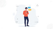 © Raden - Man Texting on Smartphone with Chat Bubbles, Modern Flat Illustration