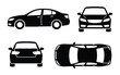 © 4k Vectors - Car silhouette icons set side, front, back, and top views Icon Silhouette vector black design on a white background