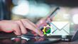 © Images for you - Marketer managing email automation, secure messaging, communication workflow, message verification, digital delivery, customer contact, encrypted mail process, online notifications, validation