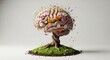 © NE97 - Neural pathways and dendrites flourishing into a vibrant forest of colorful wildflowers and lush greenery. Creative representation of mental health growth, psychological recovery