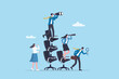 © Nuthawut - Opportunity for future work, job search or employment discovery, HR finding candidate or candidate finding career position, business people with binoculars, telescope searching for new job.