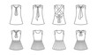 © Design Point - A collection of various simple outline drawings showcasing different dress and skirt designs.