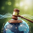 © Jalur - Global Justice - Gavel on World Map for International Law.