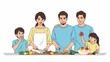 © Sari｜Visuals™ - A joyful family portrait illustrating healthy lifestyles as parents and children collaboratively prepare fresh, nutritious meals and enjoy wholesome food for improved well-being and bonding