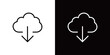 © Queso - クラウドからダウンロードするコンセプトのラインアイコン。モノクロベクターイラスト
