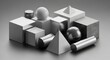 © Supreh - Geometric shapes composition, monochrome, studio shot, modern art, minimalist design.