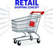 © al - Create a realistic Empty shopping cart in supermarket store interior - retail and shopping concept vector art with white background..