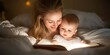 © Ilja - Loving Mother Reading a Magical Story to Her Child While Lying in Bed Together Before Sleep