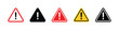 © AI Images Studio - Warning danger icon set. Caution alarm alert symbols with triangle warning sign. Red yellow black outline and solid style icons for safety alert concept vector illustration.