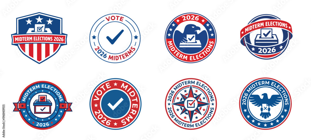 Mid Term Vector Midterm Elections 2026 Badge and Seal Bundle Vector Set Stock Vector ...
