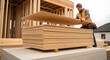 © ArtSync Studio - Construction Worker Stacking Plywood Sheets at New Residential Building Site