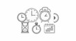 © harimau - A collection of timekeeping devices including clocks, hourglass, and calendar