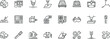 © Yehor - cnc manufacturing and industrial machine line icons set, milling lathe drill laser cutting tool automation engineering programming and gcode technology vector outline icon collection on transparent