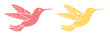 © Farzana - Graceful Hummingbird Vector Illustration, delicate flying bird silhouette, vibrant pink and yellow avian design, elegant nature art for branding and decor