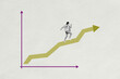 © deagreez - Pop art collage of person stand run arrows up research on yellow background