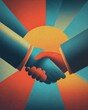 © The Little Hut - Vibrant Conceptual Illustration of a Successful Business Agreement Represented by a Firm Handshake