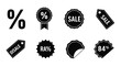 © MALA - Black sale tags and percentage symbols in a graphic design silhouette