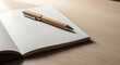 © Joe Jonathan - A sleek wooden pen rests upon an open writing pad inviting inspiration and the commencement of thoughtful ideas perfect for conceptualizing creative projects and recording daily musings with a