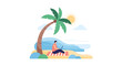© Syarif - Person working on laptop at beach vector illustration concept remote work online business internet connection digital nomad vacation