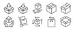 © icons - Package box line icon vector set. Containing open cardboard, fast delivery box, container, parcel protection, storage, good packing, fragile, wrapped, offer, processed, product shipping, merchandise
