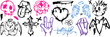 © Kalidasi - Cyberpunk inspired doodle set with spray paint drip effect vector
