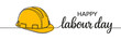 © MD ABDUR ROHIM - Yellow hard hat and happy labor day text banner Keywords: hard hat, yellow, safety, construction
