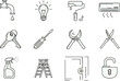 © PNG Stock world  - Home Maintenance and Repair Services Minimalist Line Icon Set.