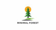 © Boro - Simple Green Pine Tree with Orange Sun and 'Minimal Forest' Text, Isolated White Background
