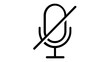 © Afia - Minimalist Mute Microphone Line Icon Vector Illustration, Flat Design Symbol for Audio Off, Silent Mode, No Sound, Voice Recording Disabled, Digital Communication Interface Graphic Element.