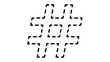© Afia - Minimalist black dashed line hashtag vector icon illustration for social media tagging, digital marketing, and online communication, isolated on a white background for scalable web design.